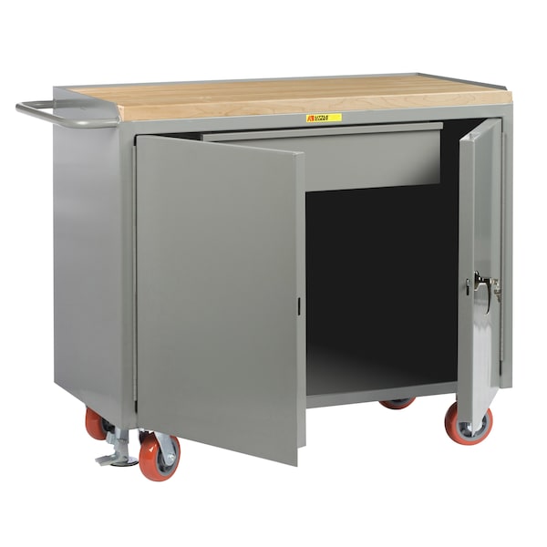 Mobile Bench Cabinets, 36"W, Heavy-Duty Drawer, 1-3/4" Butcher Block